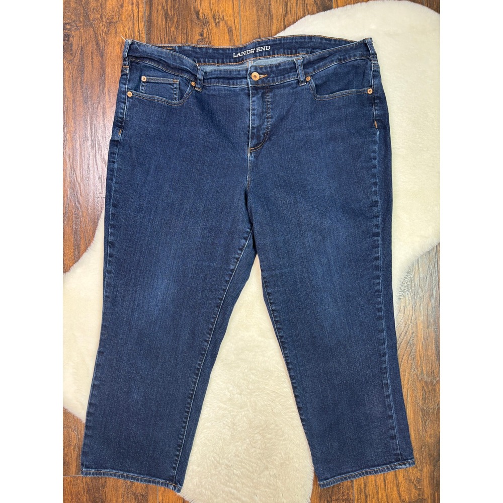 Lands' End Crop Jeans 20W Dark Wash Mid Rise Denim Pants Women